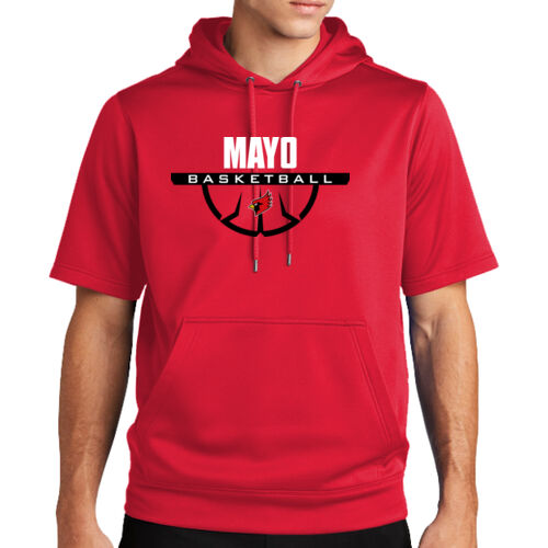 Mayo Redbirds Basketball with name on Back on a Sport Tek® - Sport Wick ® Fleece Short Sleeve Hooded Pullover Thumbnail