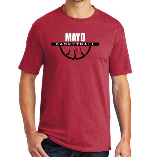 Mayo Redbirds Basketball on a Port & Co ® 50/50 - Core Blend Tee Thumbnail
