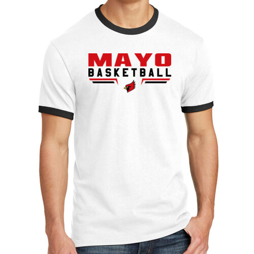 Fan of Mayo Redbirds Basketball Design 3 on a Port & Co ®  - Core Cotton Ringer Tee Thumbnail