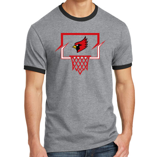 Fan of Mayo Redbirds Basketball Design 4 on a Port & Co ®  - Core Cotton Ringer Tee Thumbnail