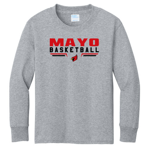 Fan of Mayo Redbirds Basketball Design 3 on a - Youth Long Sleeve Core Cotton Tee Thumbnail